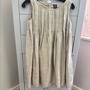 GAP Cream Pleated A-Line Midi Dress